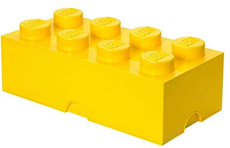 Boîte de Rangement LEGO Brique 8 Plots jaune - Boîte Empilable avec Couvercle, 12,1 l – Produit LEGO, Rangement Bureau, Chambre, Boîte à Jouets
