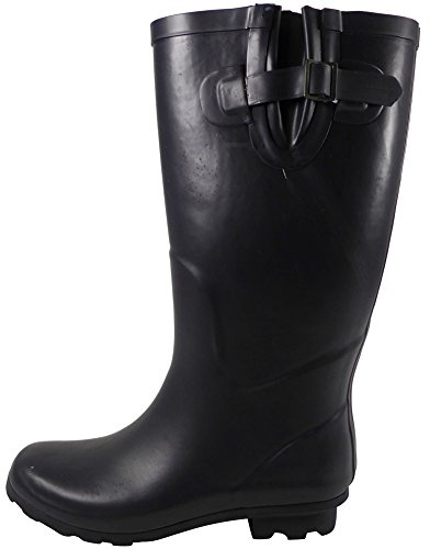 Ladies Wide Calf Knee Length Wellington RAIN Snow Boots Wellies Shoes Navy Size 8