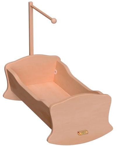 Puppenwiege 5013 für Babypuppe - handgefertigte Massivholz-Puppenmöbel - Naturbelassen