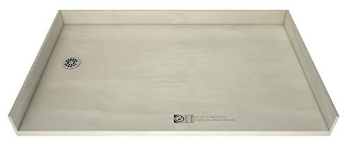 Tile Redi 3260LBF-PVC Shower Pan with Left Drain- Barrier Free Shower Base, 2 PVC Drain, and Plate Included, 60 Width x 32 Depth