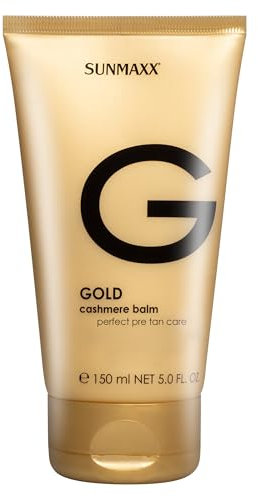SUNMAXX Gold Cashmere Balm perfect pre tan care - Anti-Age Bräunungsbeschleuniger ohne Selbstbräuner, frischer Duft, mittlere Bräunung, dermatologisch getestet, für jeden Hauttyp, 150 ml