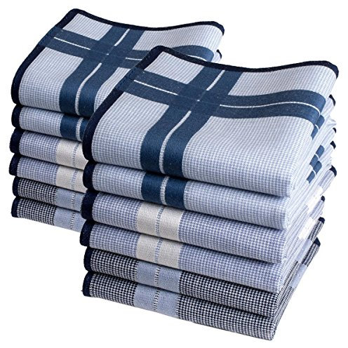 Merrysquare - Taschentücher Stoff Herren- Großes Format 40cm x 40cm - 12 Stück - 100% Baumwolle - Modell HAMILTON