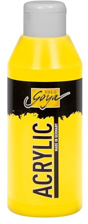 KREUL 84204 - Solo Goya Acrylic echtgelb hell, 250 ml Flasche, cremige vielseitig einsetzbare Acrylfarbe in Studienqualität, auf Wasserbasis, schnell und matt trocknend, gut deckend, wasserfest