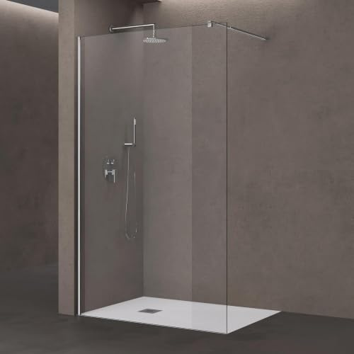 doporro Parete Doccia Walk-In 110x200 cm Senza Porta con Barra Telescopica