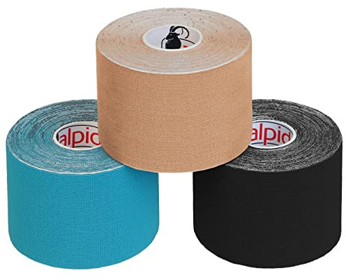 ALPIDEX Kinesiologie Tape 1/3/ 6/12 Rollen Viele Farben 5 m x 5 cm Anwendungsbroschüre Elastisch Wasserfest Hautfreundlich Physio Muskel Tape Set, Farbe:bunt, Menge:3 Rollen