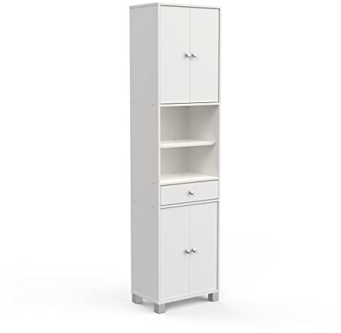 Columna de baño Bikini Armario Blanco Aseo con Cajón Alta Capacidad de Almacenaje 196x51x33