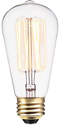Globe Electric 01321 60W Vintage Edison S60 Squirrel Cage Light Bulb, Warm Incandescent, Tungsten Filaments, E26 Base, 220 Lumens, 2200 Kelvin, Candlelight White, 3000 Hour Lifespan