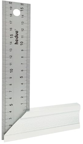 hedue® Escuadra aluminio - Escuadra de carpintero con tope de 45°, Escuadras metalicas carpintero 200 x 40 mm