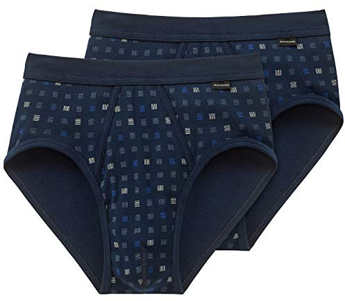 Schiesser Essentials Men's Sports Briefs with Fly Pack of 2, Navy_225167, Medium