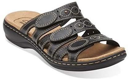 Clarks Collection Women's Leisa Cacti Q Flat Sandal, Black, 9.5 M US