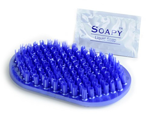 Soapy Toes Travel Sized Foot Scrubber Massages & Cleans Tired Feet, Suction Cups to Tub- Shower Floor | Easy Foot Care for Those with Limited Mobility, Fits Small Showers Like RV or Boat (Pearl Blue)