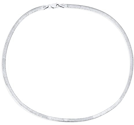 Collana A Girocollo Flessibile A Maglia Piatta Omega Snake Da 3,5 MM Per Donne Italiane 24 Pollici .925 Argento Sterling