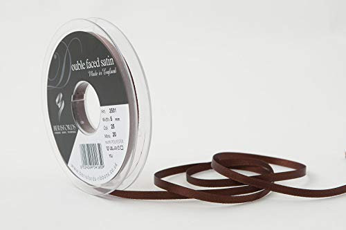 Berisfords 3501 Satinband 5 mm Dunkelbraun 25 10 x 1 x 10 cm Double Face Poly Satinband, Dunkelbraun