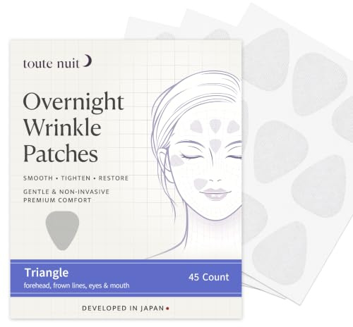 Toute Nuit Wrinkle Patches – Triangle – Face Tape for Forehead, Eyes & Lips – Hypoallergenic Anti Wrinkle Patches – 45 Count, Made in USA