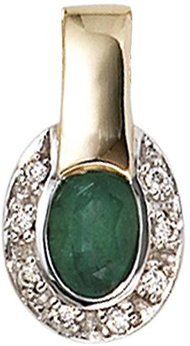 Jobo Damen-Anhänger aus 14 Karat 585 Gold mit Smaragd und 8 Diamanten