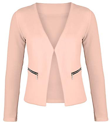 DANAEST Damen Blazer mit Taschen (382), Farbe:Rosa, Kostüme & Blazer für Damen:44 / XXL
