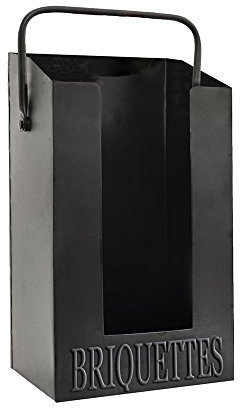 De Vielle briquetas para chimenea briquetas soporte De 1,5 mm altura De la canasta De metal grueso briquetas 46 cm diseño mejorado mango De metal negro