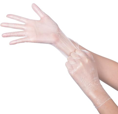 Daxwell Vinyl Gloves, Powdered, Extra Large, Clear, F10001747 (Case of 1,000, 10 Boxes of 100)