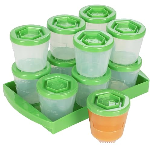 Baby Food Containers: Reusable Stackable Freezer Safe Storage Cups w/ Tray & Dry-erase Marker (Set of 12 - 2oz) BPA & PVC Free