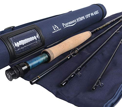 M MAXIMUMCATCH Maxcatch Performance Nymph Fly Fishing Rod in 2/3/4wt: 10ft/11ft, IM10 Carbon, AAA Cork Handle, Rod Tube and Combo Set Available (4weight 10ft 4piece)