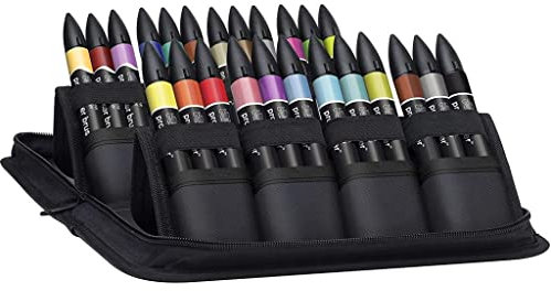 Winsor & Newton 0290030 ProMarker 24er Set – Layoutmarker mit 2 Spitzen (fein & breit), professionelle Marker für Zeichnungen, Design, Layouts, brillante Farben im praktischen Wallet