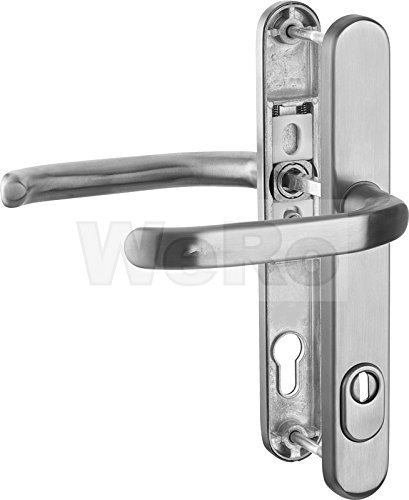 Schmalrahmen- Garnituren Haustür Edelstahl mit Zylinderabdeckung Drücker/Drücker