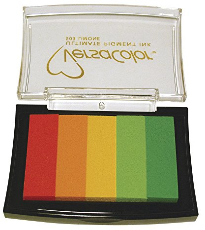 Rayher 2839734 Stempelkissen Versacolor, 5 Farben, Stempelfläche 4,7x7,5 cm, Limone