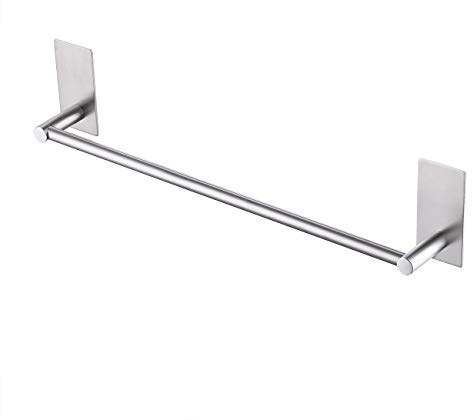 KES Self Adhesive Towel Rail 45CM Bathroom Single Tower Holder Bar No Drilling SUS304 Stainless Steel Brushed Finish, A7000S40-2