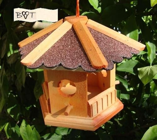 BTV Batovi Vogelhaus, aus Holz Vöglehus Vogelvilla Vogelhaus, Design Vogelhäuschen B25ro Vogel-Futterhaus rot