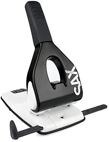 SAX 618 Kraftlocher/Starklocher - 65 Blatt Kapazität, Mit Anschlagschiene & Auffangschale, für DIN & US Formate, Kraftsparende Technologie, Rutschfeste Griffzone, Schwarz