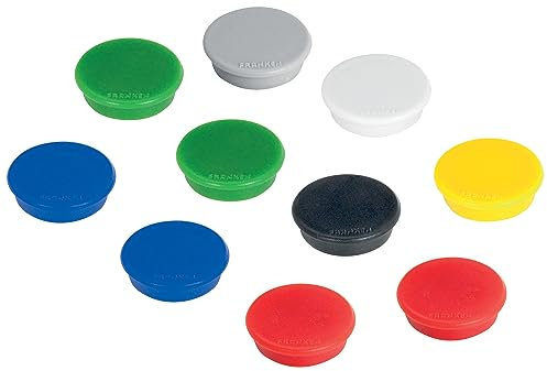 FRANKEN Magnete Stark Rund, 10 Stück, Hochwertige Haftmagnete für Büro, Haushalt, Werkstatt mit hoher Haftkraft, ideal für Whiteboards, Kühlschrank, Plantafeln oder Schaukästen, 38 mm, Bunt, HMS36 99