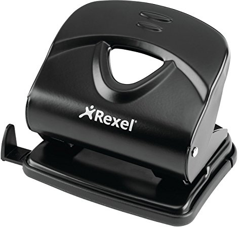 Rexel Value 230 2 Hole Punch, 30 Sheet Capacity, Adjustable Guide Bar, Metal, Black, 2100767