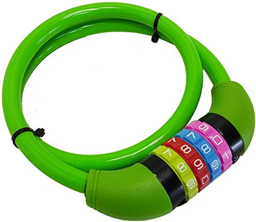 Land-Haus-Shop® Fahrradzahlenschloss 65 cm, Stahlseil ummantelt, Fahrrad Zahlen Schloss (Grün)