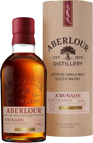 Aberlour A'Bunadh Highland Single Malt Scotch Whisky – Schottischer Original Cask Strength Non Chill Filtered Scotch – 1 x 0,7 l