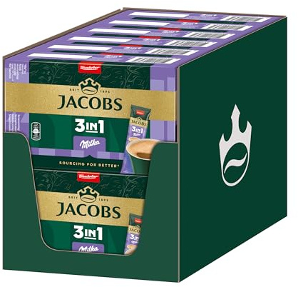 Jacobs 3in1 Milka, Instant Kaffee Sticks, löslicher Bohnenkaffee mit Creamer und Zucker, 12 x 10 Sticks, 120 Getränke