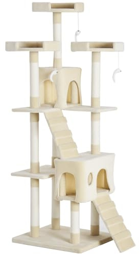 PawHut Cat Tree for Indoor Cats Play Tower Activity Center Kitten Scratch Post Climbing Tower 181 cm