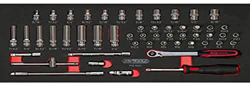 KS Tools 713.1021 – Steckschlüsselmodul und Zubehör 1/4 Zoll – ULTIMATE Serie – lasergeschnittene Werkzeuge – fäulnisbeständiger Schaumstoff 51 Stück