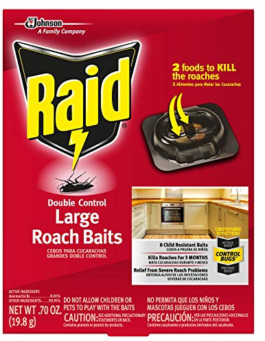 Raid Double Control Large Roach Baits, for Indoor Use, Kills Roaches for 3 Months, 8 Count (Pack of 6)