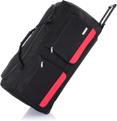 Flymax 40 XXL Extra Large Suitcase Lightweight Wheeled Duffle Bag Holdall Check in Luggage Travel Bag 3.9kg 185L Black