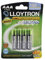 LLOYTRON NiMH Rechargeable AccuUltra Batteries / AAA Size / 1100mAh / 4 Pack - B1004