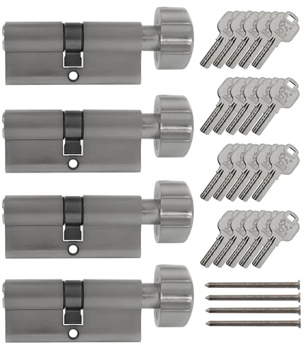 4 x knoppcylinder lika låsning 70 mm 35/35 KD (med nöd- och farofunktion) inkl. 20 x borrfördjupningsnycklar