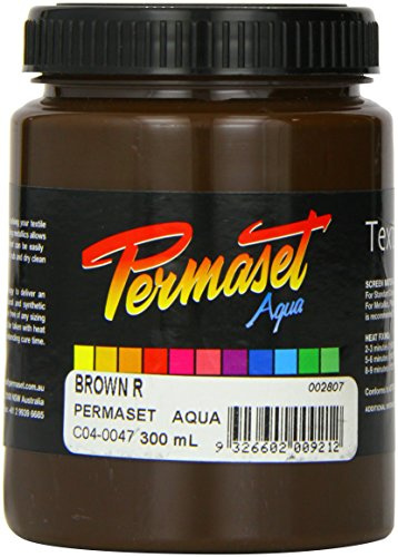 Permaset Aqua Standard 300ml Brown, Screen Printing Ink for Fabric, Ideal for Home Studio, Office, Starter Kit, Fabric Paint, Screen Printer and other Fabric Inks