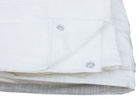 WHITE TARPAULIN COVER GROUND SHEETS 7M X 9M 80 GSM (bale of 2 sheets)
