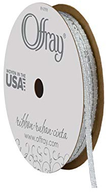 Offray 1/8 Wide Galena Craft Ribbon, 5 Yards, Silver