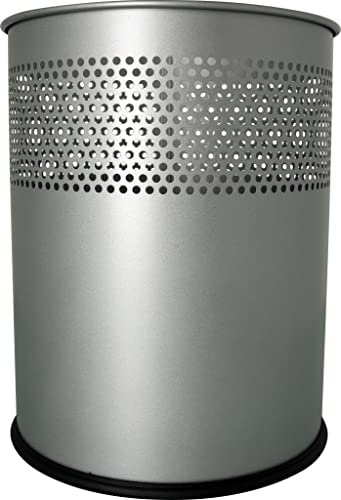 helit H2515799 - Papierkorb „the dot“ 15 Liter, silber mit Lochdekor, 1 Stück