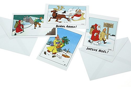 Set de 10 Cartes postales Noel et Jour de l'An Tintin 31306 (15x10cm)