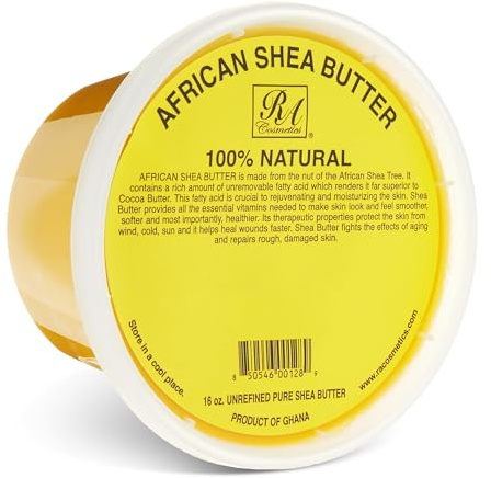 RA Cosmetics 100% Pure African Shea Butter, Golden - Unrefined, Raw African Luxury Head-to-Toe Moisture Miracle for Radiant Skin and Luscious Hair - Sourced from Ghana - 16 oz Jar