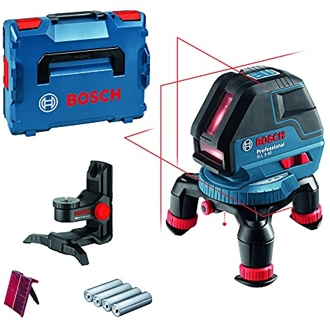 Bosch Professional Laser Level GLL 3-50 (red Professional laser, interior, working range: 10 m, 4 x battery AA, turning mount, BM1 mount, L-BOXX)