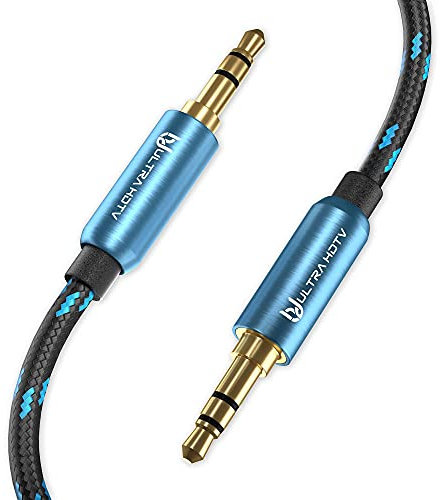 Ultra HDTV Aux Kabel 3,5mm Klinkenkabel [10M] Stereo Audio Kabel Klinke auf Klinke, Nylon Geflochten, Hochwertig für Kopfhörer, Auto, Handy, PC, Lautsprecher, Stereoanlagen, MP3-Player usw.
