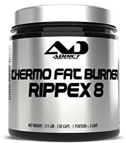 Rippex 8 - Brûleur de Graisse Puissant - 150 Capsules - Complément Perte de Graisse Ultra Efficace pour Énergie et Définition - Brûle Graisse pour Sportifs et Actifs - Addict Sport Nutrition